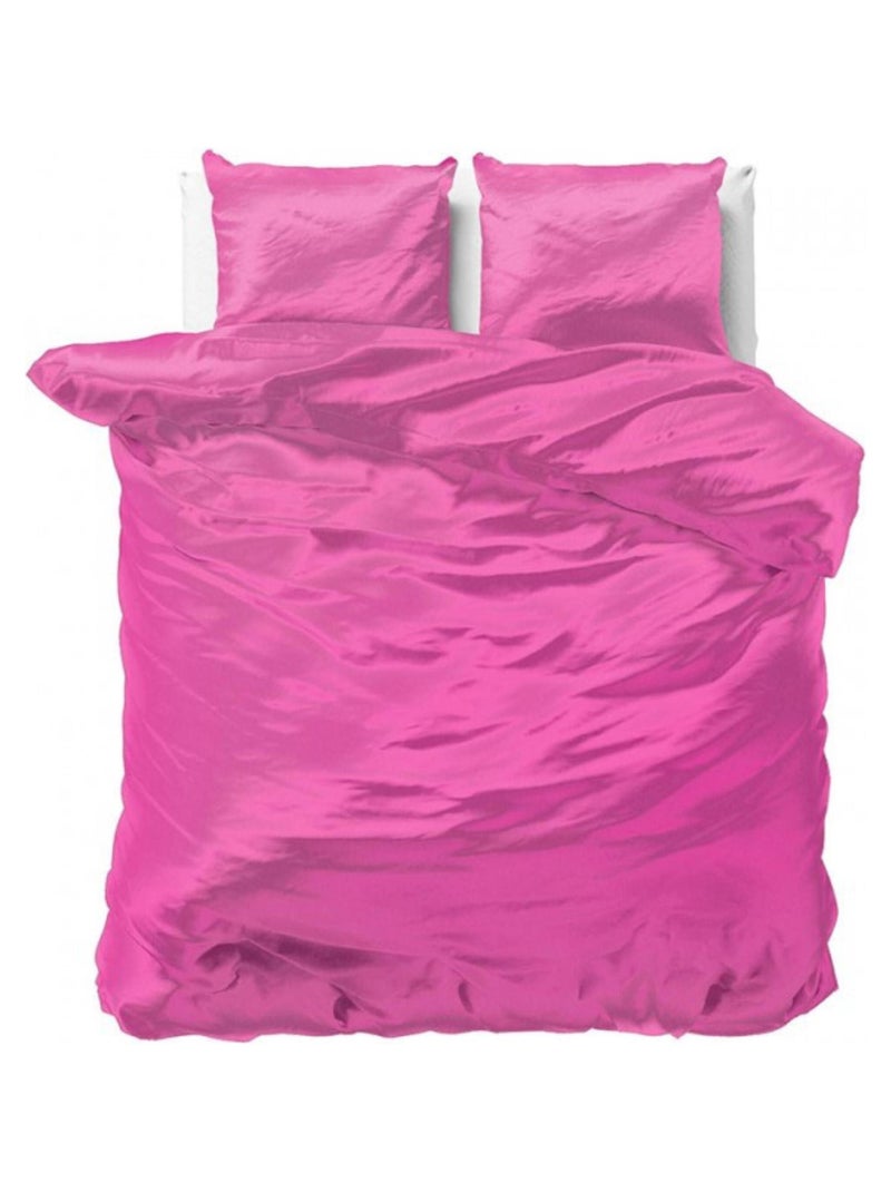 Parure de Lit Satin Rose Fuchsia Rose - Kiabi