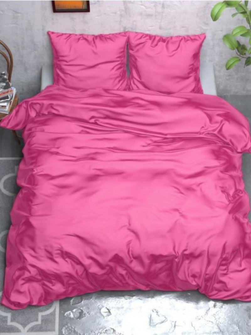 Parure de Lit Satin Rose Fuchsia Rose - Kiabi