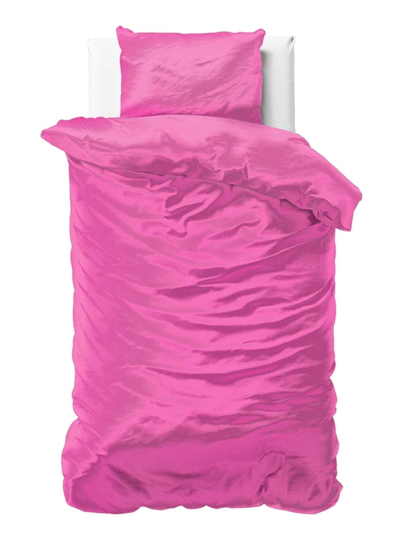 Parure de Lit Satin Rose Fuchsia Rose - Kiabi