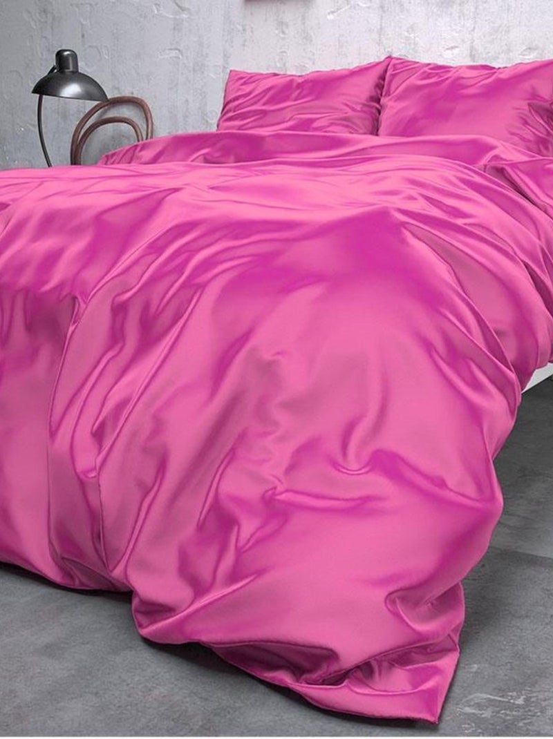Parure de Lit Satin Rose Fuchsia Rose - Kiabi