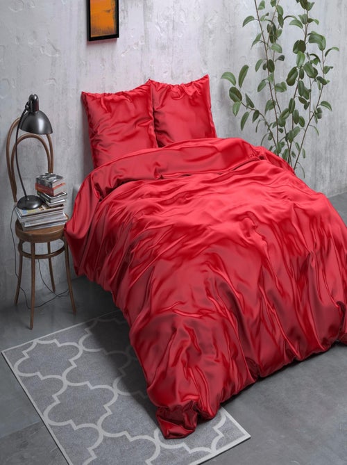 Parure de Lit Satin Rouge - Kiabi