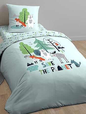 Parure de lit SAVE THE PLANET coton issu de l'agriculture biologique