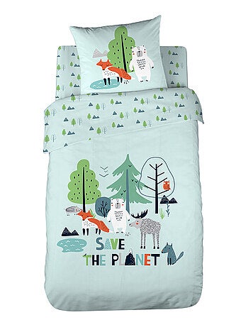 Parure de lit SAVE THE PLANET coton issu de l'agriculture biologique