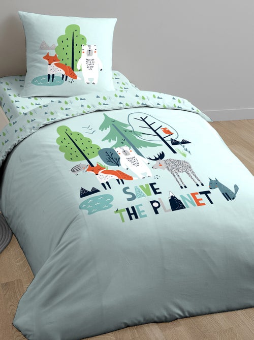 Parure de lit SAVE THE PLANET coton issu de l'agriculture biologique - Kiabi