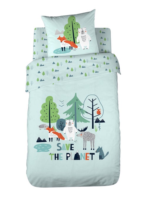 Parure de lit SAVE THE PLANET coton issu de l'agriculture biologique - Kiabi