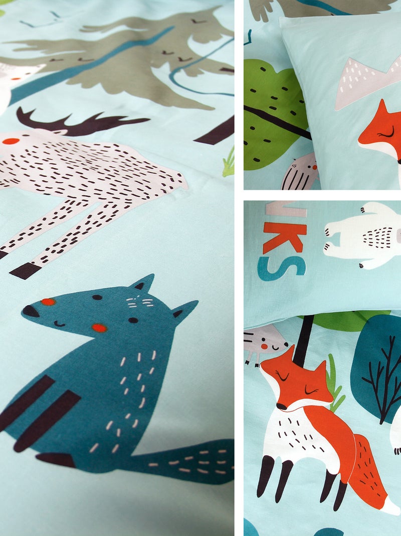 Parure de lit SAVE THE PLANET coton issu de l'agriculture biologique Vert - Kiabi