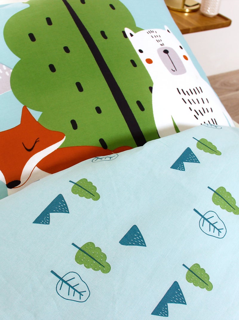 Parure de lit SAVE THE PLANET coton issu de l'agriculture biologique Vert - Kiabi