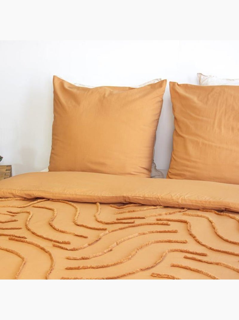 Parure de lit scandinave - Coton lavé - 3 pièces Jaune - Kiabi