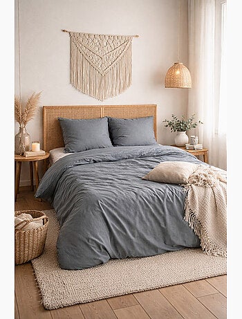 Parure de lit sensation flanelle - gris - 240x220 / gris