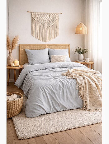 Parure de lit sensation flanelle - gris - 240x220 / gris