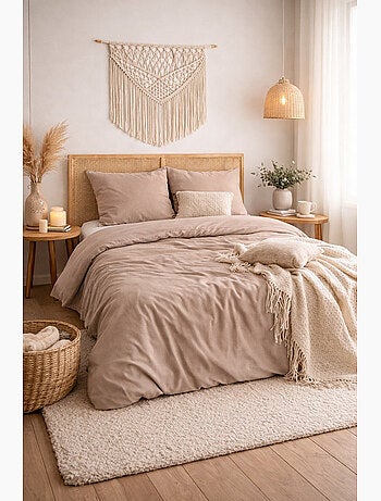 Parure de lit sensation flanelle - gris - 240x220 / gris