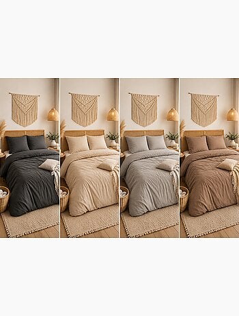 Parure de lit sensation flanelle - gris - 240x220 / gris