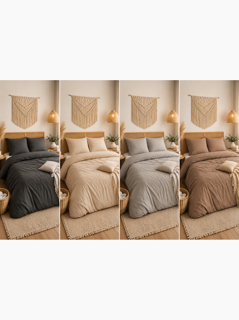 Parure de lit sensation flanelle - taupe - 240x220 / taupe Taupe - Kiabi