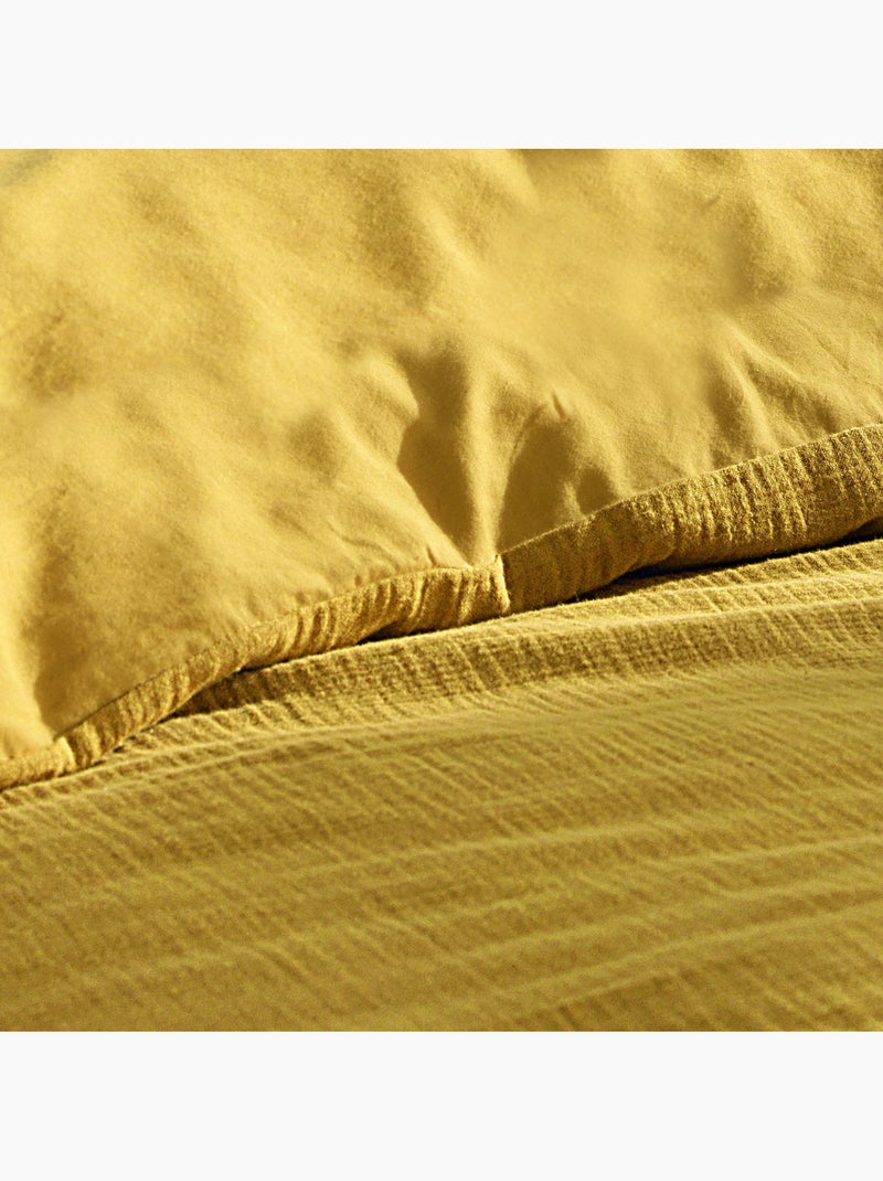 Parure de lit Sienna + 2 taies 63x63 cm – Double face gaze de coton & coton 57 fils Jaune - Kiabi