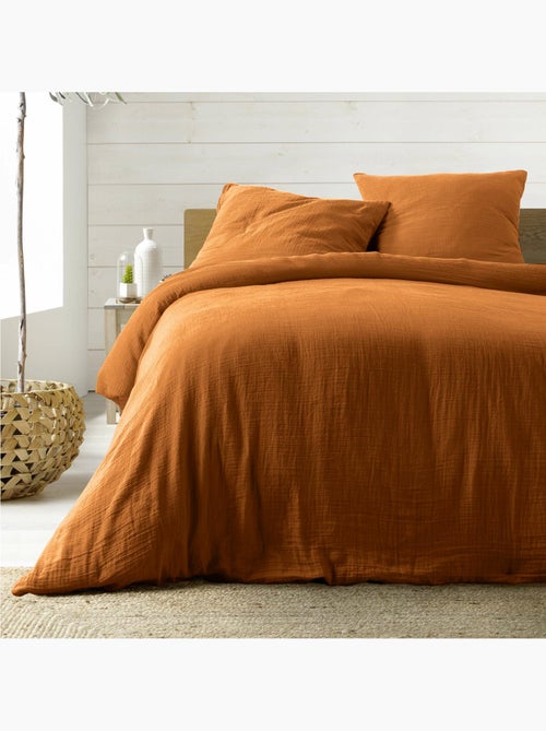 Parure de lit Sienna + 2 taies 63x63 cm – Double face gaze de coton & coton 57 fils - Kiabi