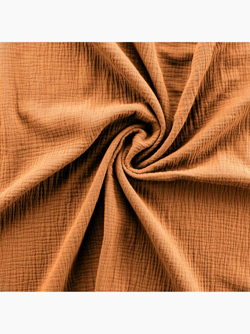 Parure de lit Sienna + 2 taies 63x63 cm – Double face gaze de coton & coton 57 fils Marron caramel - Kiabi