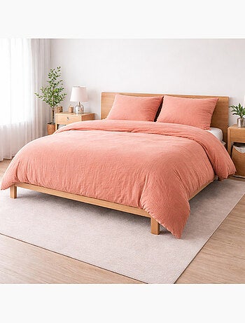 Parure de lit Sienna + 2 taies 63x63 cm – Double face gaze de coton & coton 57 fils