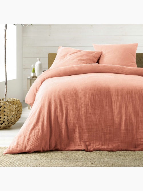 Parure de lit Sienna + 2 taies 63x63 cm – Double face gaze de coton & coton 57 fils - Kiabi