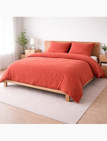 Parure de lit Sienna + 2 taies 63x63 cm – Double face gaze de coton & coton 57 fils