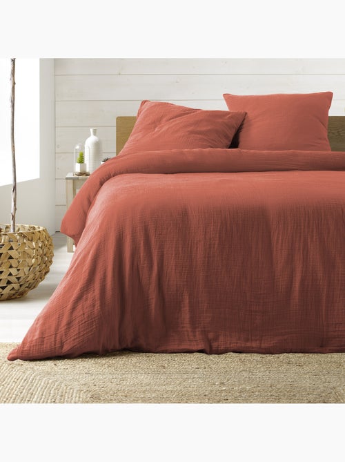 Parure de lit Sienna + 2 taies 63x63 cm – Double face gaze de coton & coton 57 fils - Kiabi