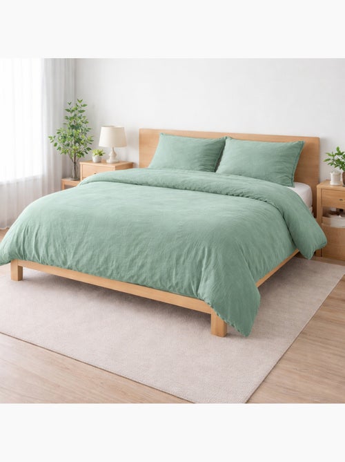 Parure de lit Sienna + 2 taies 63x63 cm – Double face gaze de coton & coton 57 fils - Kiabi Parure de lit Sienna + 2 taies 63x63 cm – Double face gaze de coton & coton 57 fils - Kiabi