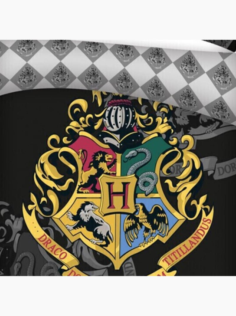 Parure de lit simple - Harry Potter, les 4 maisons noir-140 cm x 200 cm Multicolore - Kiabi