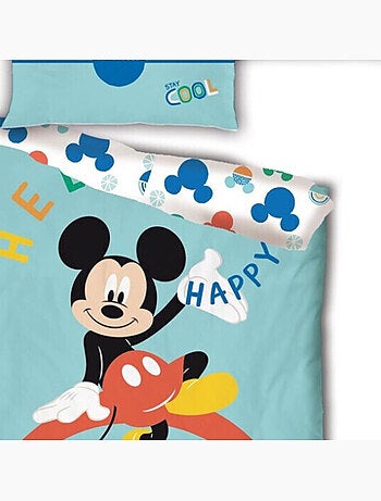 Parure de lit simple- Mickey sur un arc en ciel - 140 cm x 200 cm
