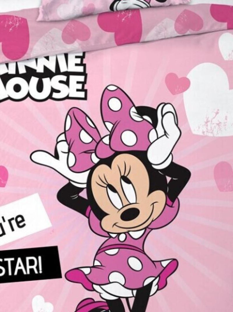 Parure de lit simple- Minnie -You're Star- - 140 cm x 200 cm Rose - Kiabi