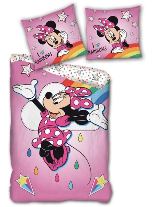 Parure de lit simple- Minnie joyeuse qui saute - 140 cm x 200 cm - Kiabi