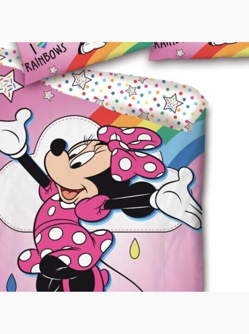 Parure de lit simple- Minnie joyeuse qui saute - 140 cm x 200 cm - Kiabi