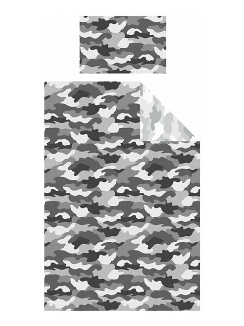 Parure de lit simple camouflage l'armée grise - 135 cm x 200 cm - Kiabi