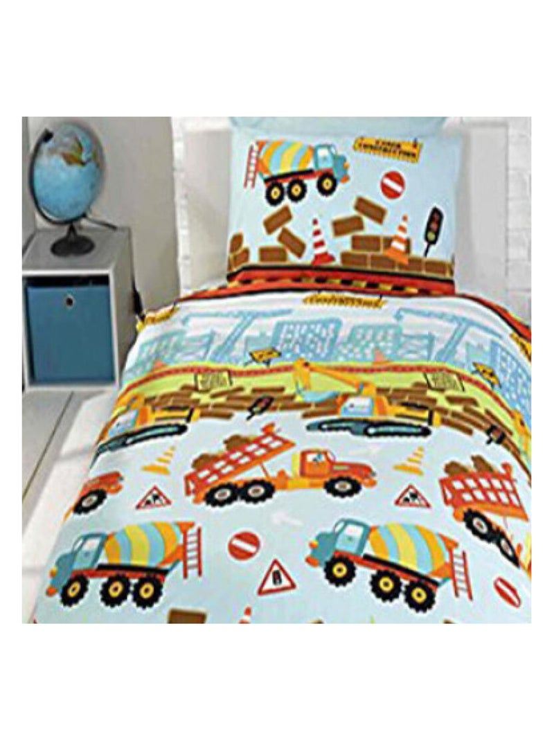 Parure de lit simple construction camion - 135cm x 200cm Multicolore - Kiabi