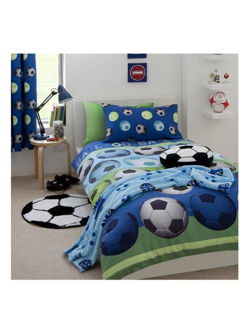 Parure de lit simple Et Taie D'oreiller Bleue Football - 135 cm x 200 cm - Kiabi