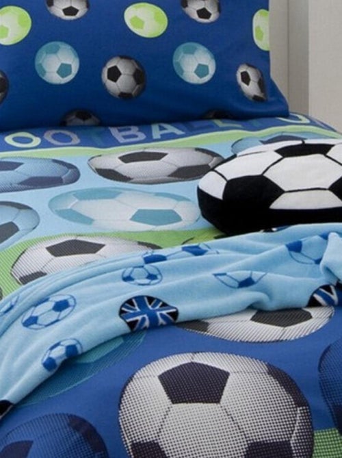 Parure de lit simple Et Taie D'oreiller Bleue Football - 135 cm x 200 cm - Kiabi