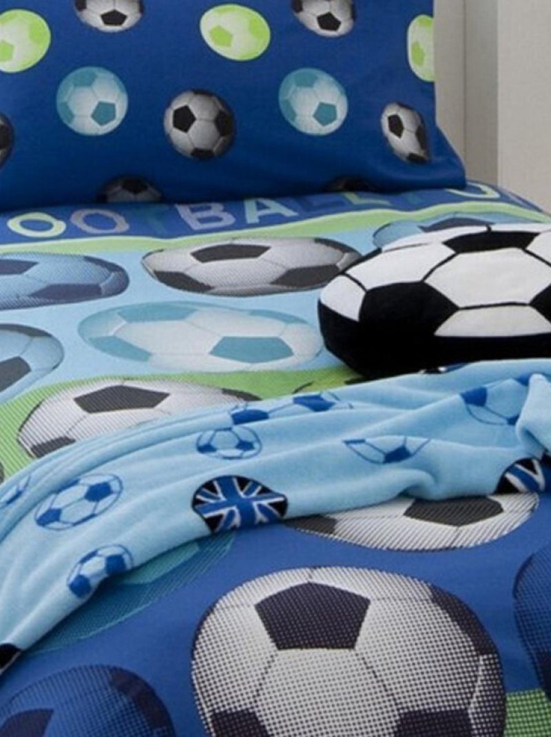 Parure de lit simple Et Taie D'oreiller Bleue Football - 135 cm x 200 cm Bleu - Kiabi