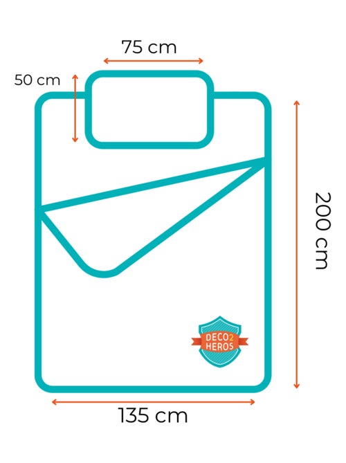 Parure de lit simple Et Taie D'oreiller Bleue Football - 135 cm x 200 cm - Kiabi