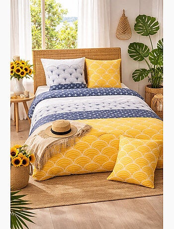 Parure de lit SOLEIL Graphique - 100% coton 57 fils/cm² - 240x220 / Jaune