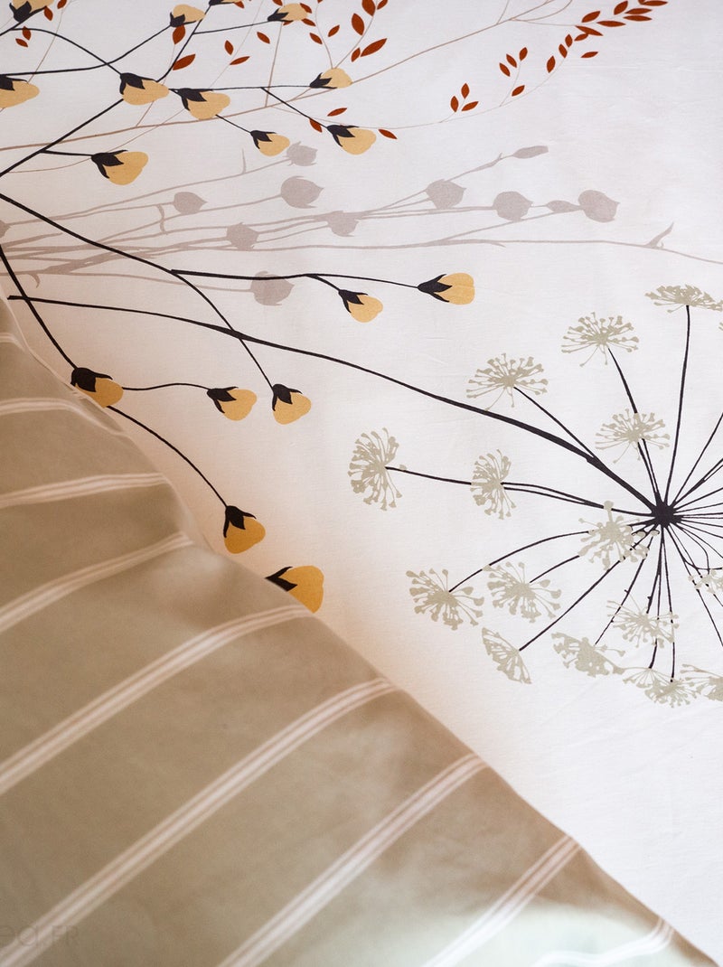 Parure de lit SOLIFLORE coton  Taie 63x63 cm Beige clair - Kiabi