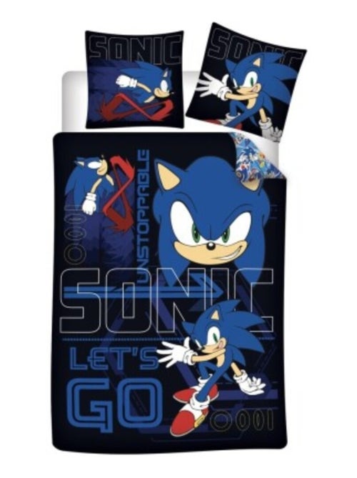 Parure de Lit Sonic – Let's Go – Housse de Couette 140x200 cm + Taie d'oreiller 65x65 cm – Polycoton - Kiabi