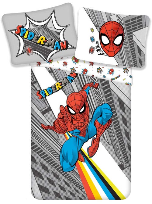 Parure de lit 'Spiderman' 100% coton – Housse 140x200 + Taie 70x90 SPIDERMAN - Kiabi