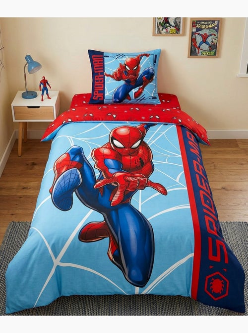Parure de Lit Spiderman Comics, 100% Coton Oeko-Tex, Imprimée Réversible, Lit 1 place - Kiabi
