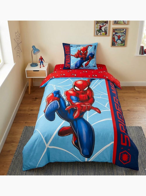 Parure de Lit Spiderman Comics, 100% Coton Oeko-Tex, Imprimée Réversible, Lit 1 place - Kiabi