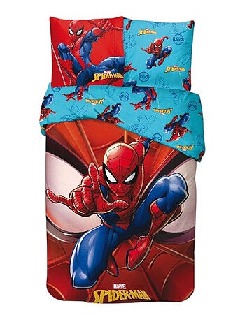 Parure de Lit Spiderman Enfant, 100% Coton Oeko Tex, Imprimée Réversible, Lit 1 place, MARVEL