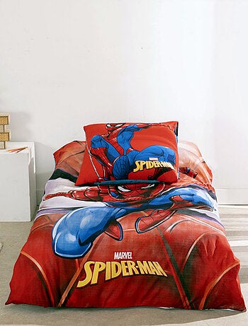 Parure de Lit Spiderman Enfant, 100% Coton Oeko Tex, Imprimée Réversible, Lit 1 place, MARVEL