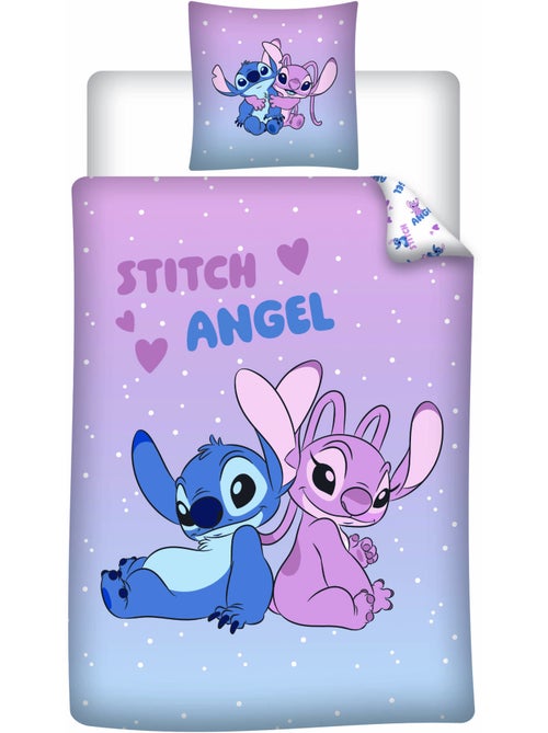 Parure de Lit Stitch & Angel Disney 140x200 cm + Taie 65x65 cm Polycoton Réversible - Kiabi