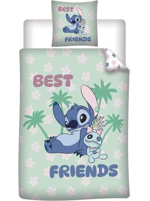 Parure de Lit Stitch et Scrump 140x200 cm + Taie 65x65 cm Polycoton - Kiabi