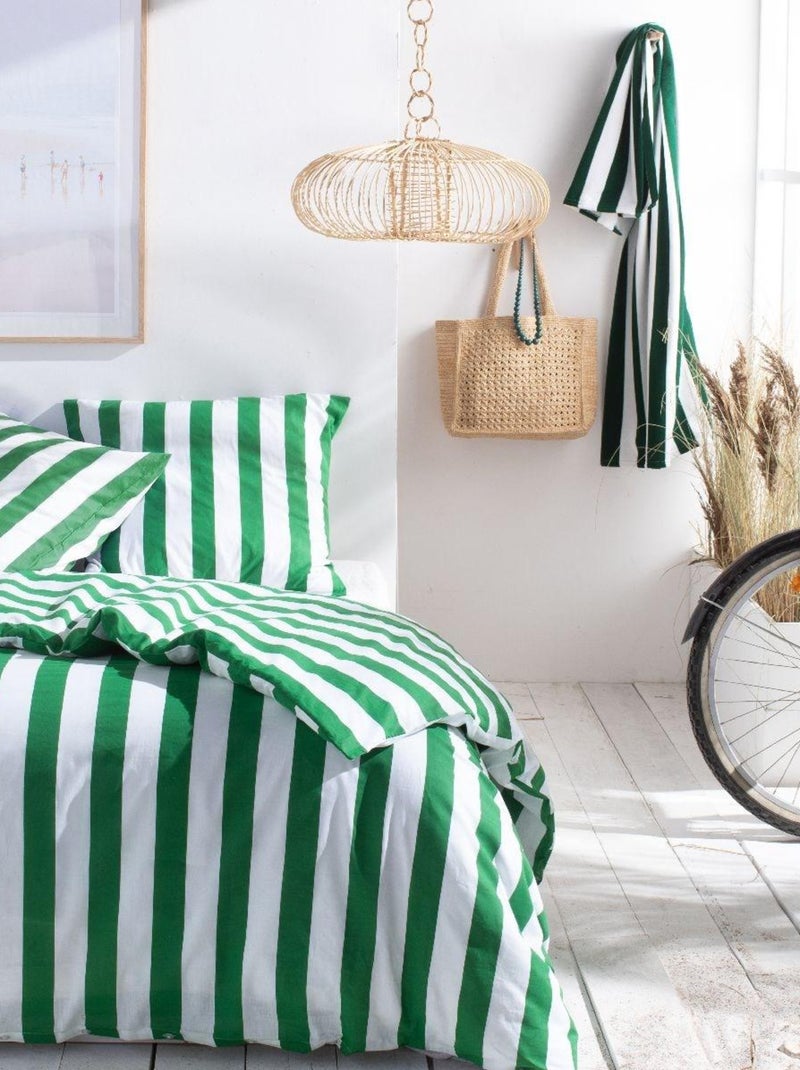 Parure de lit SUMMER STRIPES Vert - Kiabi