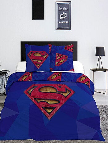 Parure de Lit Superman Imprimée Réversible Lit 2 places Polycoton Oeko Tex, COMICS