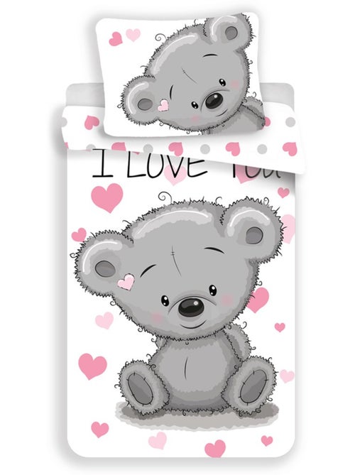 Parure de lit 'Teddy' en coton 140x200 avec taie 70x90 La boutique des toons - Kiabi