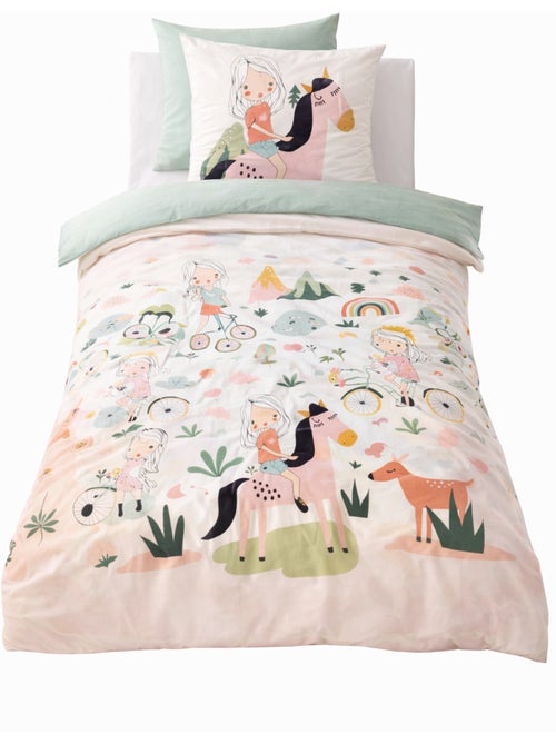 Parure de lit TESS RANDO, Rose, Coton, 140x200cm - 140x200 / Rose - Kiabi Parure de lit TESS RANDO, Rose, Coton, 140x200cm - 140x200 / Rose - Kiabi